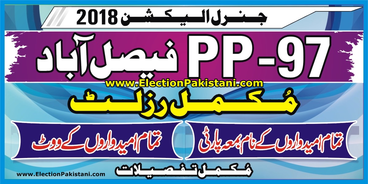 PP-97 Chak Jhumra Faisalabad Election 2018 Full Result Candidates Vote